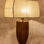 Paralume cucito con lati in chiffon arricciato. Lunghezza 50cm.