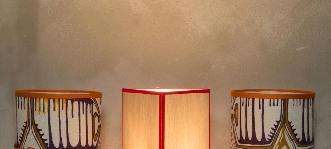 Cotton lampshades – 70’s Murano table glasses